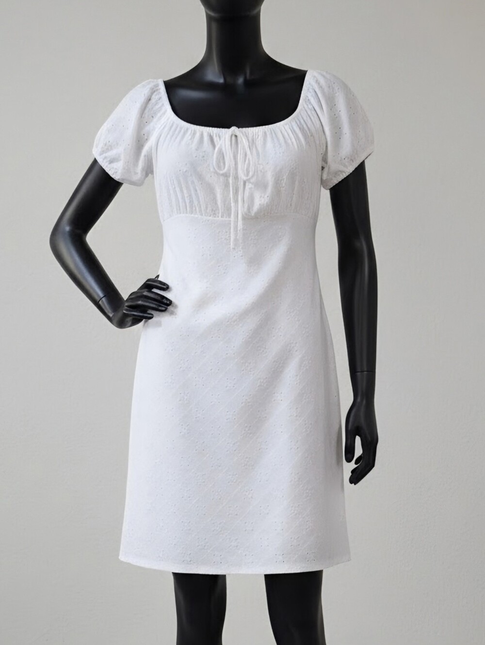 HEART & HIPS EYELET MILKMAID MINI DRESS